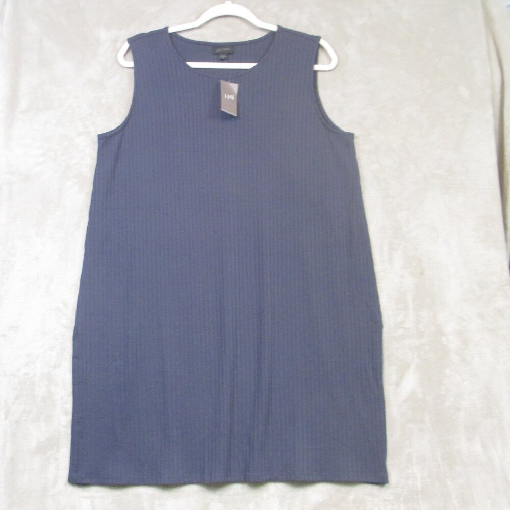 NWT J. Jill Wearever Size M Carbon Steel-blue Gray Ribbed Sleeveless Tank Dress